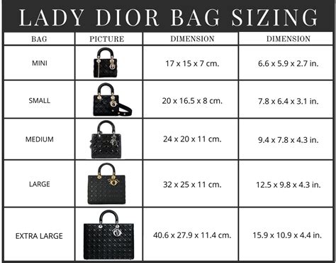 lady dior medium size measurement|Lady Dior bag size chart.